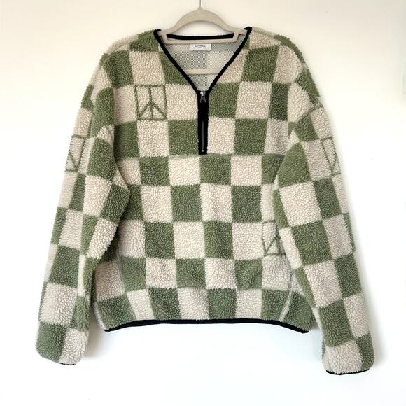 Saturdays New York City Green and White Checkered Cardigan - Picture 3 of 13